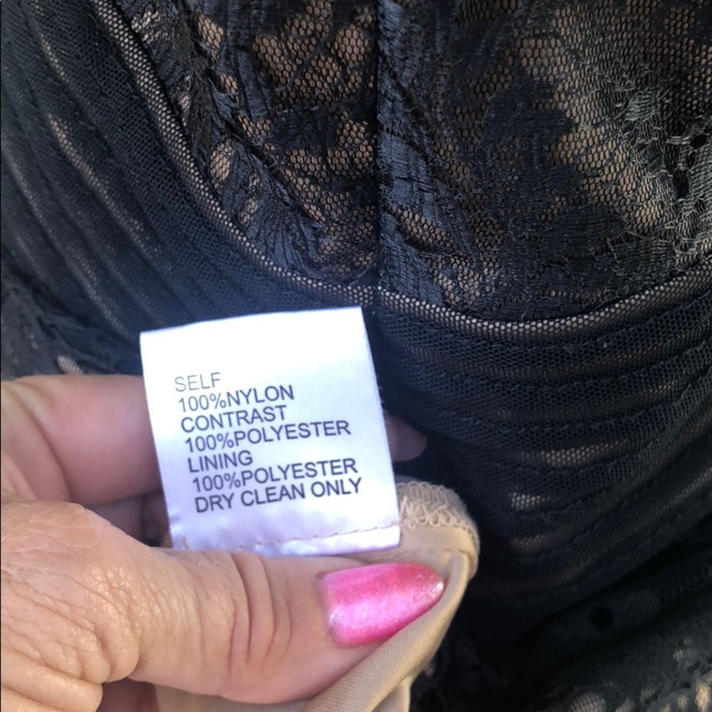 Tadashi Shoji Black Laced Tan lining Formal Dress - Picture 5 of 7